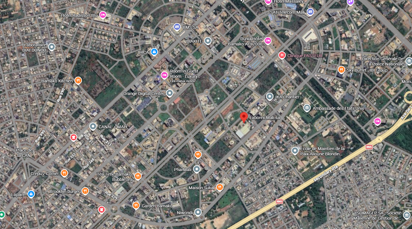 Map to access to Laborex MALI in BAMAKO